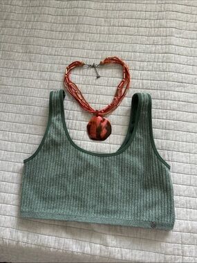 Lucky brand, sage, green ribbed sport casual comfy lounge bra L